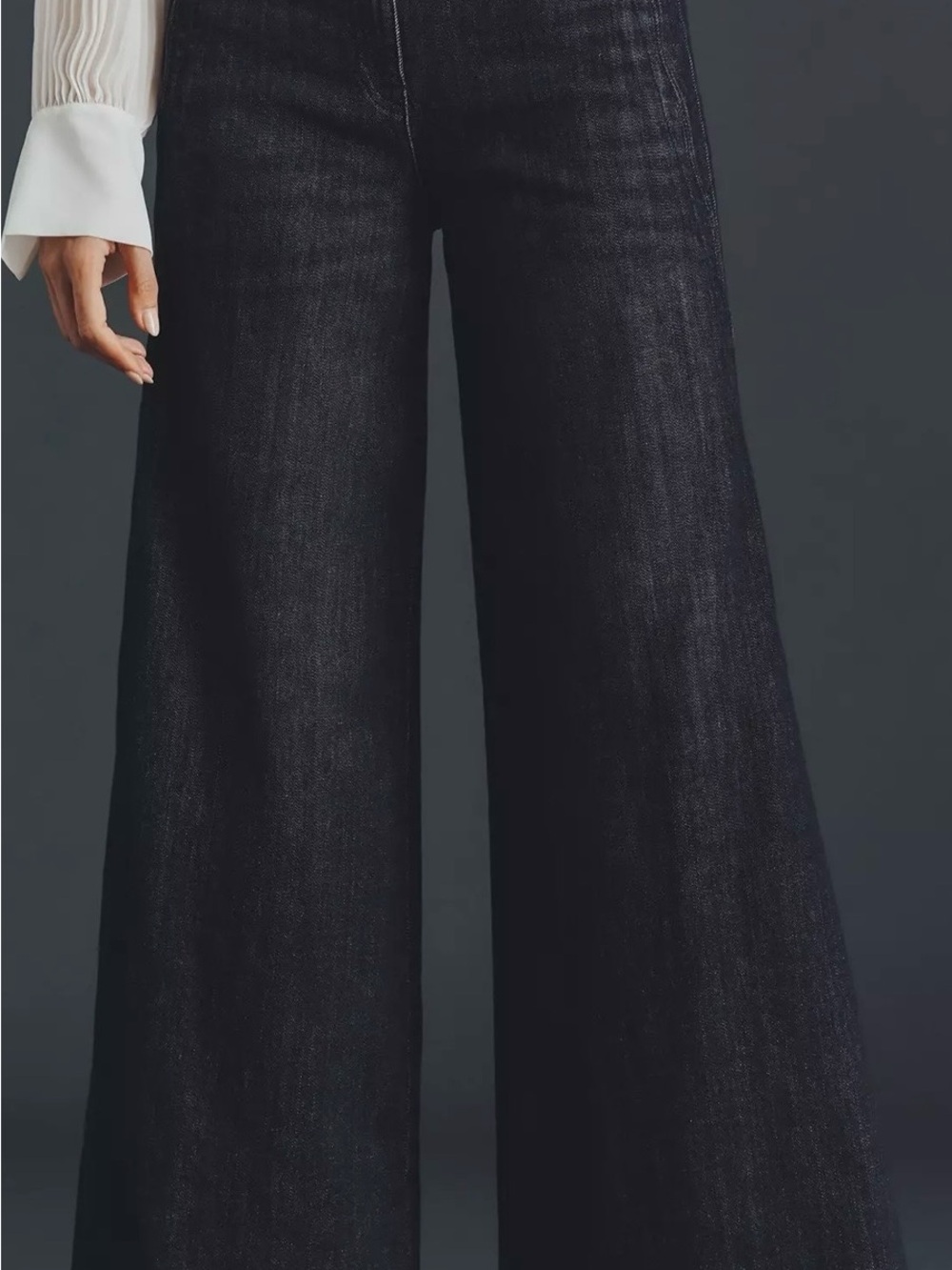 Maeve Black Scallop High-Rise Wide-Leg Jeans - Picture 3 of 3
